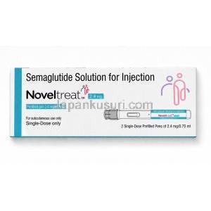 ノベルトリートペン型皮下注射, 2.4 mg/ 0.75mL  ペン型注射 (2回分), 製造元：Sun Pharma, 箱表面