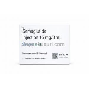 セマネクスト ペン型皮下注射, カートリッジ 3mL ＋ 注射針10本セット, 製造元：Lupin Ltd, 箱表面