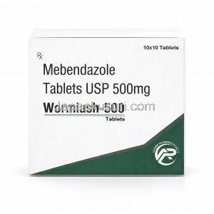 ウォ－ミアシュ 500, メベンダゾール 500mg, 製造元：Asher Pharmaceuticals, 箱表面