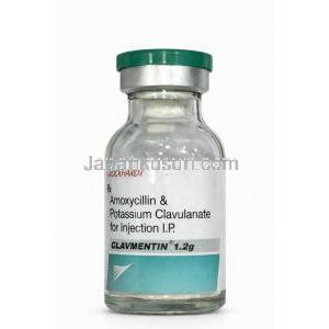 クラブメンチン注射, アモキシシリン1000mg/クラブラン酸200mg, 製造元：Wockhardt, ボトル