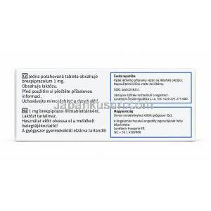 レキサルティ, ブレクスピプラゾール 1 mg, 製造元：Otsuka Pharmaceutical EU, 箱裏面