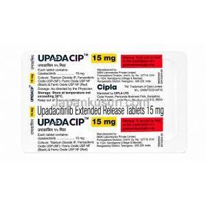 ウパダシップ, ウパダシチニブ 15 mg, 製造元：Cipla, シート情報
