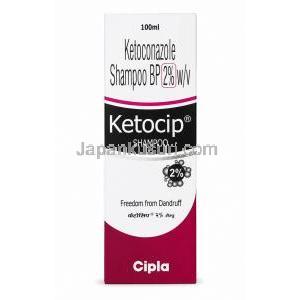 ケトシップ シャンプー, ケトコナゾール 2% w/v, 製造元：Cipla, 箱表面