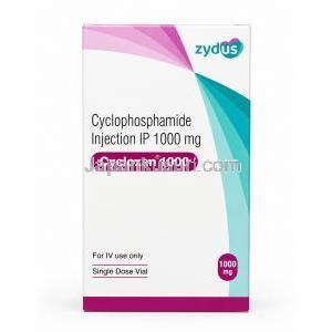 サイクロキサン 1000 注射, シクロホスファミド 1000 mg, 製造元：Zydus, 箱