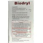 バイオドリル Biodryl, ベナドリル ジェネリック, ジフェンヒドラミン塩酸塩 25mg 錠 (Biochem) 成分