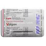 バルガン Valgan, バリキサ ジェネリック, バルガンシクロビル塩酸塩 450mg 錠 (Cipla) 包装裏面