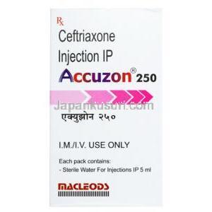 Accuzon Injection, Ceftriaxone 250mg, Macleods Pharmaceuticals Pvt Ltd, box front presentation